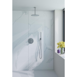 Fortifura Calvi Ensemble de douche à l'italienne - rond - thermostatique - bras plafond - douche principale de 25 cm - douchette à main - flexible lisse - Acier inoxydable brossé PVD (inox) SW1244272
