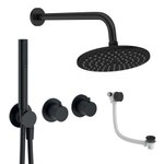 Crosswater MODULE Regendoucheset inbouw - 2 hendels - badafvoer - 20cm douchekop - handdouche - wandarm - mat zwart SW1472460
