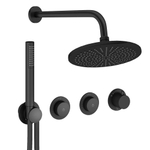 Crosswater MPRO Module ensemble de douche pluie encastré – douche de tête Ø 30 cm – bras mural courbé 30 cm – 3 leviers – noir mat SW1472448