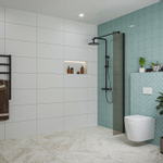 Fortifura Galeria Douche à l'italienne - 30x200cm - verre fumé - Noir mat SW876876