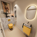 MONDIAZ TURE-DLUX Meuble toilette - 40cm - Ocher - EDEN - vasque Glace - position centrale - sans trou de robinet SW1103394