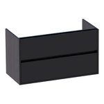 Saniclass Nexxt Wastafelonderkast - 100x46x55cm - 2 greeploze softclose lades - 1 sifonuitsparing - MFC - black wood SW72238