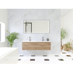 HR badmeubelen Matrix 3D Ensemble meuble de salle de bains 140cm 2 tiroirs sans poignées avec liste de prise en couleur French oak avec lavabo thin 2 trous de robinet blanc mat SW857140