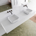 Mondiaz Lagom Meuble salle de bains 190x30.9x45cm Solid Surface Talc 2 tiroirs avec lavabo BINX vasque à poser double sans trous de robinet SW409168