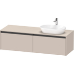 Duravit Ketho.2 Wastafelonderbouwkast - inclusief consoleplaat - met 2 laden - voor waskom rechts - 160x55x45.9cm - met handgrepen antraciet - taupe mat SW772252