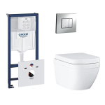 GROHE Rapid SL toiletset met inbouwreservoir, keramieken wandcloset en bedieningsplaat chroom SW489915