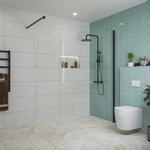 Fortifura Galeria Douche à l'italienne - 180x200cm - verre clair - Noir mat SW917236