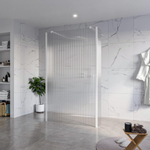 Fortifura Galeria Vrijstaande Inloopdouche - 120x200cm - helder geribbeld - antikalk - 8mm veiligheidsglas - 2 zijwanden - 30cm - wandsteunen en hoekprofielen - mat wit SW993092