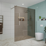 Fortifura Galeria inloopdouche - 160x200cm - rookglas - wandarm - PVD - geborsteld gunmetal (antraciet) SW876930