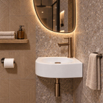 QeramiQ Fuente hoekfonteinset – 30x30x10 cm – kraangat rechts – koperen kraan – zonder frame SW1111515