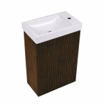 Saniclass Holz Atelier Toiletmeubelset - 40x60.5cm - 1 deur - fontein keramiek - kraangat rechts - eiken charcoal SW1577726