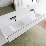 Mondiaz Lagom Meuble avec 2 tiroir 190x30x45cm vasque double Cloud sans trous de robinet Solid Surface Urban SW409247