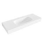 Mondiaz STOR SMALL Lavabo suspendu - 120cm - lavabo centré - bord 12cm - Solid Surface Talc SW430505
