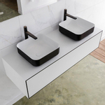 Mondiaz Lagom Meuble salle de bains 130x30.9x45cm Solid Surface Urban 1 tiroir avec lavabo BINX vasque à poser double 2 trous de robinet SW409290