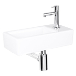 Differnz Helios fonteinset – 37.5x18.5x9.5 cm – keramiek wit – kraangat rechts – rechte chromen kraan SW21908