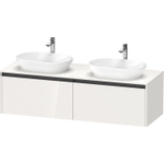 Duravit Ketho.2 Wastafelonderbouwkast - inclusief consoleplaat - met 2 laden - voor dubbele waskommen - 160x55x45.9cm - met handgrepen antraciet - hoogglans wit SW772907
