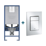 GROHE Rapid SLX Réservoir encastré - cadre réseau électronique - raccord douche WC - GROHE Skate cosmopolitan plaque de commande - Chrome SW405742