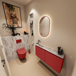 MONDIAZ TURE-DLUX Meuble toilette - 100cm - Fire - EDEN - vasque Glace - position gauche - 1 trou de robinet SW1103295