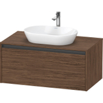 Duravit ketho 2 meuble sous lavabo avec plaque console avec 1 tiroir 100x55x45.9cm avec poignée anthracite noyer foncé mate SW772718