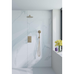 Fortifura Calvi Inbouw Regendoucheset - thermostatisch - wandarm - 30cm hoofddouche - ronde handdouche - gladde doucheslang - Geborsteld Messing PVD (Goud) SW1412112