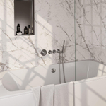 BRAUER Stripe Mitigeur thermostatique de baignoire - SET 01 - encastré - combinaison de remplissage de baignoire - douchette à main sur barre - flexible de douche - coude mural - couleur inox brossé PVD SW1435057