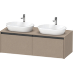Duravit ketho meuble sous 2 lavabos avec plaque console et 2 tiroirs pour double lavabo 140x55x45.9cm avec poignées anthracite lin mat SW772389