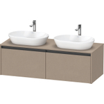 Duravit Ketho.2 Wastafelonderbouwkast - inclusief consoleplaat - met 2 laden - voor dubbele waskommen - 140x55x45.9cm - met handgrepen antraciet - linnen mat SW772389