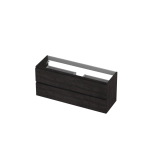 INK Wastafelonderkast - 120x40x52cm - 2 lades - greeploos - met houten keerlijst - MFC - Houtskool eiken SW207237