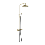 Hotbath Cobber ensemble de douche pluie thermostatique avec pomme de douche ronde de 30 cm douchette barre laiton brossé SW440517