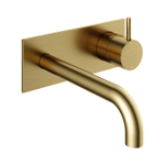 Hotbath Cobber afbouwdeel inbouw wastafelmengkraan met achterplaat en 18 cm uitloop geborsteld messing (goud) PVD SW229681