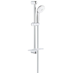 GROHE New Tempesta 100 Barre de douche avec pomme de douche à main - 60cm - pomme de douche à main ronde - 4 types de jets - flexible de douche lisse - avec porte-savon - chrome/blanc SW108112
