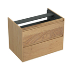 Forzalaqua Reno 2.0 meuble sous lavabo 80x51x60cm avec 2 tiroirs sans poignée à fermeture douce Chêne massif fumé SW492431
