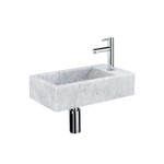 FortiFura Fuente Pack Lave-mains - 22x40x10cmcm - 1 trou de robinet - droite - marbre - robinet Chrome - Blanc SW1111493