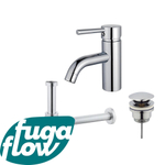 FugaFlow Eccelente Sobrado Kit mitigeur lavabo - robinet bas - bonde clic clac - siphon design - Chrome brillant SW1124184