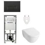 Villeroy Boch Subway 2.0 DirectFlush Toiletset - geberit reservoir - bedieningsplaat rechthoekige knoppen - softclose - mat zwart SW791661