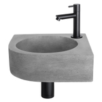 Differnz Cleo Set lave-mains 30x30x10cm 1 trou avec robinet droit et siphon + bonde noir mat Quart de rond Béton Gris foncé SW373174