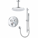 Grohe - Adema Rise ensemble de douche pluie – douche de tête Ø 25 cm – bras de plafond 20 cm – douchette ronde – 2 fonctions – chrome SW804537