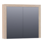 BRAUER Rise armoire de toilette - 80x70x15cm - sans éclairage - 2 portes miroir double face - chêne à lamelles blanc SW223484