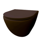 Best Design Morrano WC suspendu - sans bride - fixation caché - avec abattant - Marron foncé mat SW976277