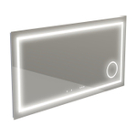 Thebalux miroir modèle I 140x75 aluminium bande lumineuse intégrée tout autour dans le miroir équipée de LED LED indirecte partie inférieure Bluetooth commutateur tactile chauffage de miroir miroir grossissant éclairé et prise de courant SW716331