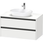 Duravit Ketho.2 Wastafelonderbouwkast - inclusief consoleplaat - met 2 laden - 100x55x56.8cm - met handgrepen antraciet - wit mat SW772879