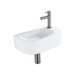 Fugaflow Efficiente Pietra Ensemble de fontaine - 40x21.5x12cm - droite - lisse - demi-rond - 1 trou de robinet - céramique - robinet de fontaine gunmetal - bonde d’évacuation - siphon déporté - blanc brillant SW1442354