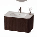 Royal Plaza Terra Edge Badkamermeubelset - 80x45.5x46cm - keramische wastafel wit glans - 1 wasbak - 1 kraangat - 2 lades - kastanje (walnoot) SW1471931