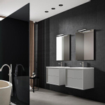 Saniclass Prime Core Meuble de salle de bain - 60x50x45cm - 1 vasque ovale en céramique blanc - 1 trou de robinet - 2 tiroirs - miroir rectangulaire - mat greige (gris) SW925849