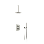 Hotbath ibs2a kit de douche thermostatique comprenant un inverseur à 2 voies, une douche à main, un tuyau de plafond de 30 cm et une pomme de douche ronde de 25 cm, nickel brossé. SW299474