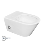 Wiesbaden Stereo Spoelrandloos wandcloset - 53cm - met ingebouwde bidetkraan koud warm water - rimless - mat wit SW484836