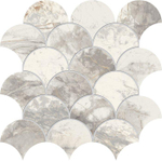 Terravito Bezino carreau mural - 30x30cm - 10mm - Écaille de poisson - Aspect marbre - Blanc mat SW706228