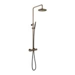 Hotbath Cobber Thermostatische regendoucheset - met 20cm ronde hoofddouche staafhanddouche - verweerd messing verouderd goud SW74480