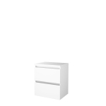 Basic-Line Start 46 ensemble de meubles de salle de bain 60x46cm sans poignée 2 tiroirs plan vasque mdf laqué blanc glacier SW638854