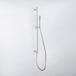 Fortifura Calvi Ensemble barre de douche - coude de raccordement mural intégré - flexible de douche métal - douchette barre - Inox brossé PVD (Inox) SW1210179